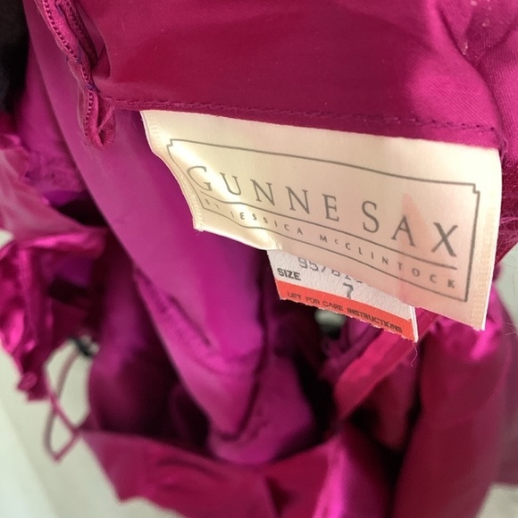 Gunne‎ Sax Jessica McClintock XS satin cocktail dress romantic Fuchsia ruched - Picture 4 of 16